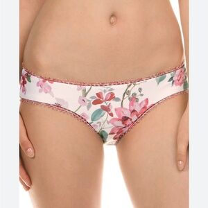 Isabella Rose Osaka Hipster Bikini Bottom Bathing Suit White Red Floral Sz M NEW